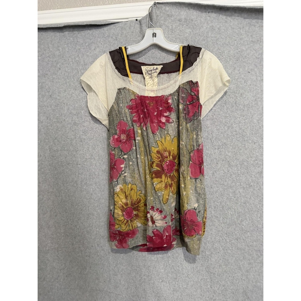 Scrapbook Originals Shirt Womens M Multicolor Floral Hooded Tunic Top Boho
